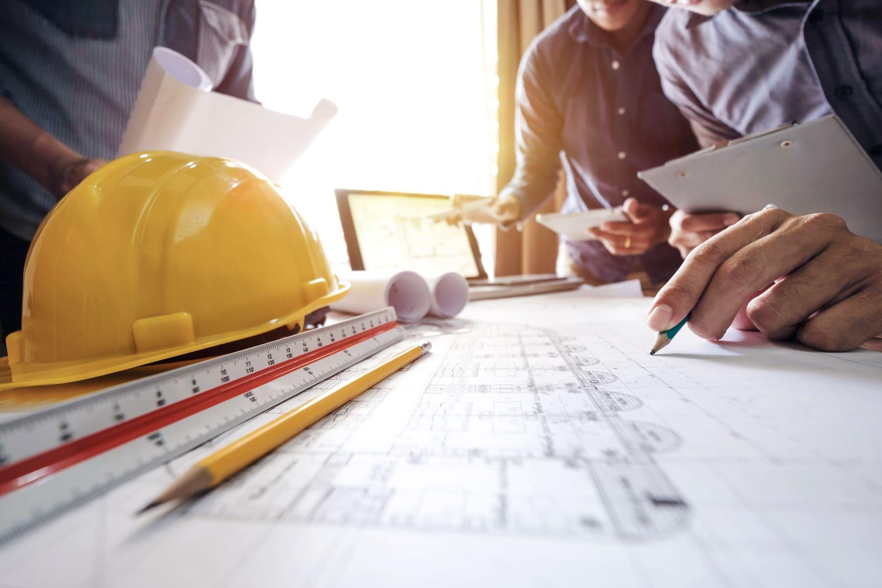 Electrical plans on a new construction site